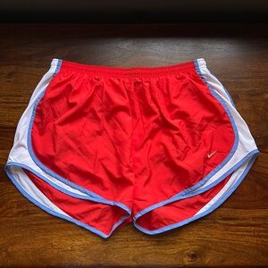 Nike Red and White Dri-FIT Tempo Mid-Rise Brief-Lined Running Shorts